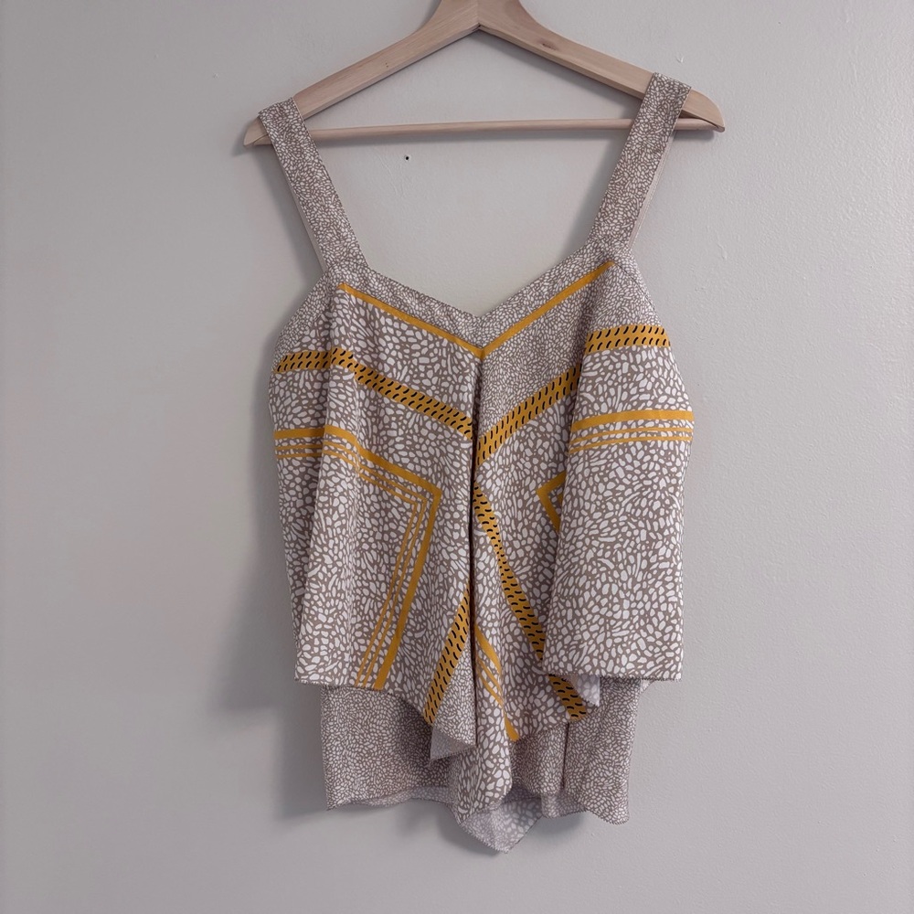 Derek Lam Gray and Tan Asymmetrical Embellished Camisole